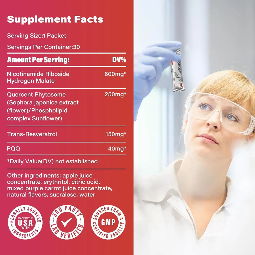 Zooone NAD+ Booster – NR & Resveratrol for Energy & Anti - Aging– 30 Packets - VitaFizz