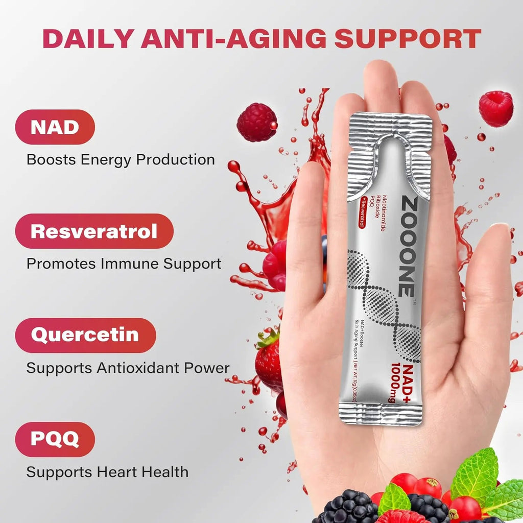 Zooone NAD+ Booster – NR & Resveratrol for Energy & Anti - Aging– 30 Packets - VitaFizz